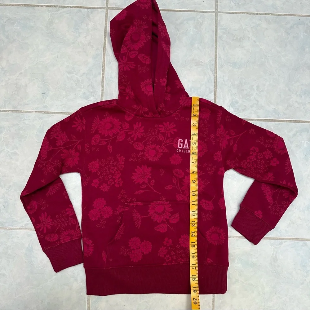 NWT GAP Youth Red Floral Fleece Hoodie and Cargo Pant Set Size Small